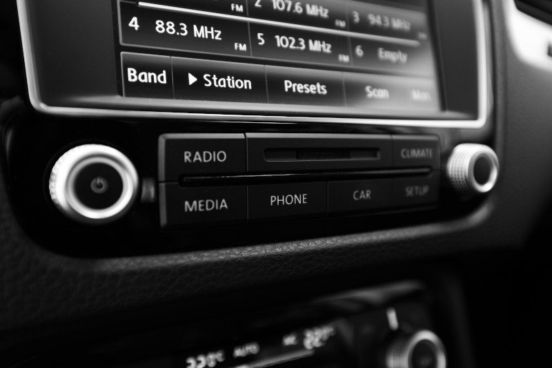 close up of a modern car radio