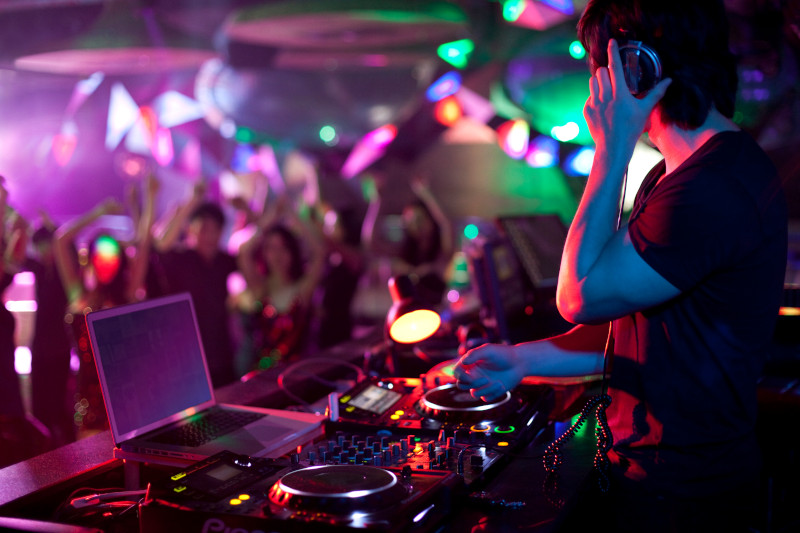 dj playing in a nightclub